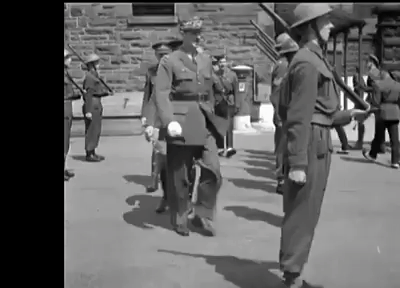 French President Charles de Gaulle inspecting the Troops inside the Maryhill Barracks Now the Wyndford Housing Estate  Glasgow 1942
