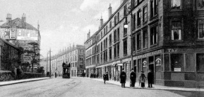 An old Photograph of a section  of Maryhill Road
