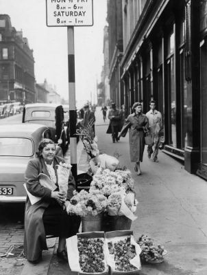 Bessie Swan Flower seller Sauchiehall Street Glasgow September 1956
