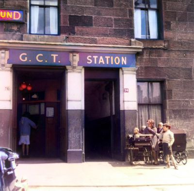 Children with Prams at the entrance to Kelvinbridge Station on the  Underground,  Glasgow 1962
