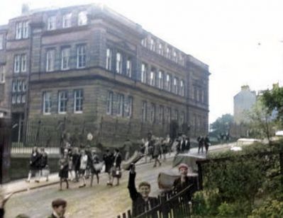 Colourised Photo Oban Drive Glasgow North Kelvinside Senior Secondary School  Mid 1960s
