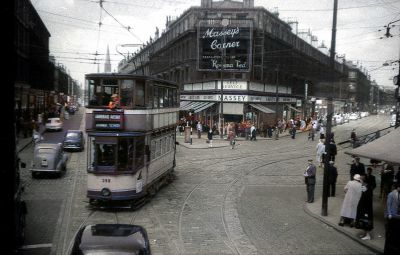 Colourised Photo Of A Busy St Georges Cross Maryhill Glasgow Circa Late 1950s Early 1960s
