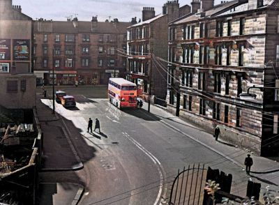 Colourised Photo Of A View Of Bilsland Drive And Maryhill Road Taken From The Bilsland Drive Aquaduct Glasgow 1970s
