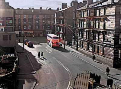 Colourised Photo Of A View Of Bilsland Drive And Maryhill Road Taken From The Bilsland Drive Aquaduct Glasgow 1970s
