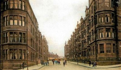 Colourised Photo Of Garrioch Road looking toward the Maryhill Barracks Glasgow Circa early 1900s
