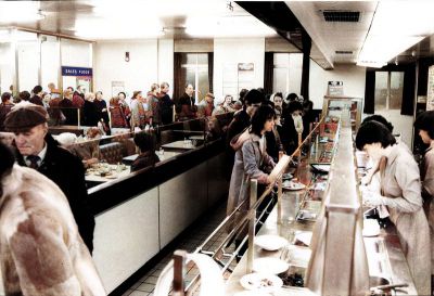 Colourised Photo Of The Top Floor Restuarant At Lewis's On Argyle Street Glasgow Circa 1980's
