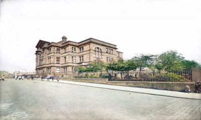Colourised Photo Of  Garrioch Public School Viewed From Norhumberland Street Maryhill Glasgow 1916
