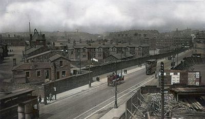 Colourised Photograph Of A View Over Maryhill Road Glasgow Looking In To The Maryhill Barracks Circa Early 1900s
