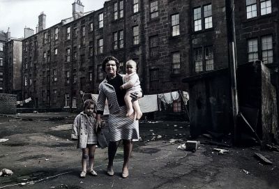 Happy Looking Woman And Children In A Slum Back Court In Maryhill Glasgow 1970
