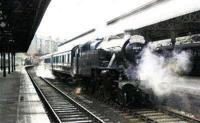 Platform View Inside Maryhill Central Staion Glasgow With Stratford Street Tenements In The Background 1958
