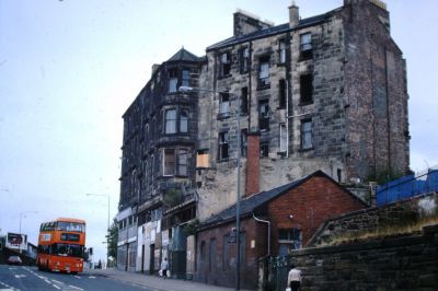 Rear View Of Sandbank Street Tenements From Maryhill Road Glasgow September 1984
