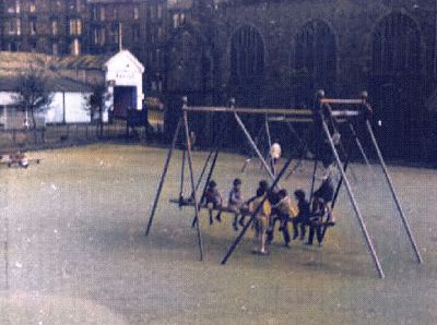Swingpark on Queen Margaret Drive Kelbourne Street Mingarry Street and Hotspur Street Maryhill, Glasgow 1960s
