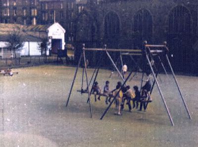 Swingpark on Queen Margaret Drive Kelbourne Street Mingarry Street and Hotspur Street Maryhill, Glasgow 1960s
