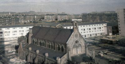 The Old Maryhill Army Barracks Church  Before Its Demolition During The Construction Of The Wyndford Housing Estate In Maryhill Glasgow 1963
