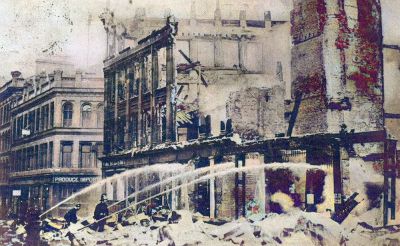 The aftermath of the Great Fire of Ingram Street, Glasgow 1909
