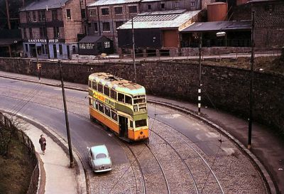 Tram Car Near The Tunnel on Bilsland Drive Ruchill Maryhill Glasgow 1950s
