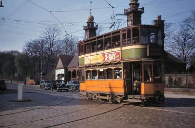 Tramcar on Great Western Road at the Botanic Gardens Glasgow 1950s
